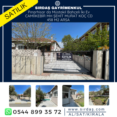 Sırdaş Gayrimenkulden Pınarhisar da Müstakil Bahçeli İki Ev ŞEHİT MURAT KOÇ CADDE 458 m2 ARSA