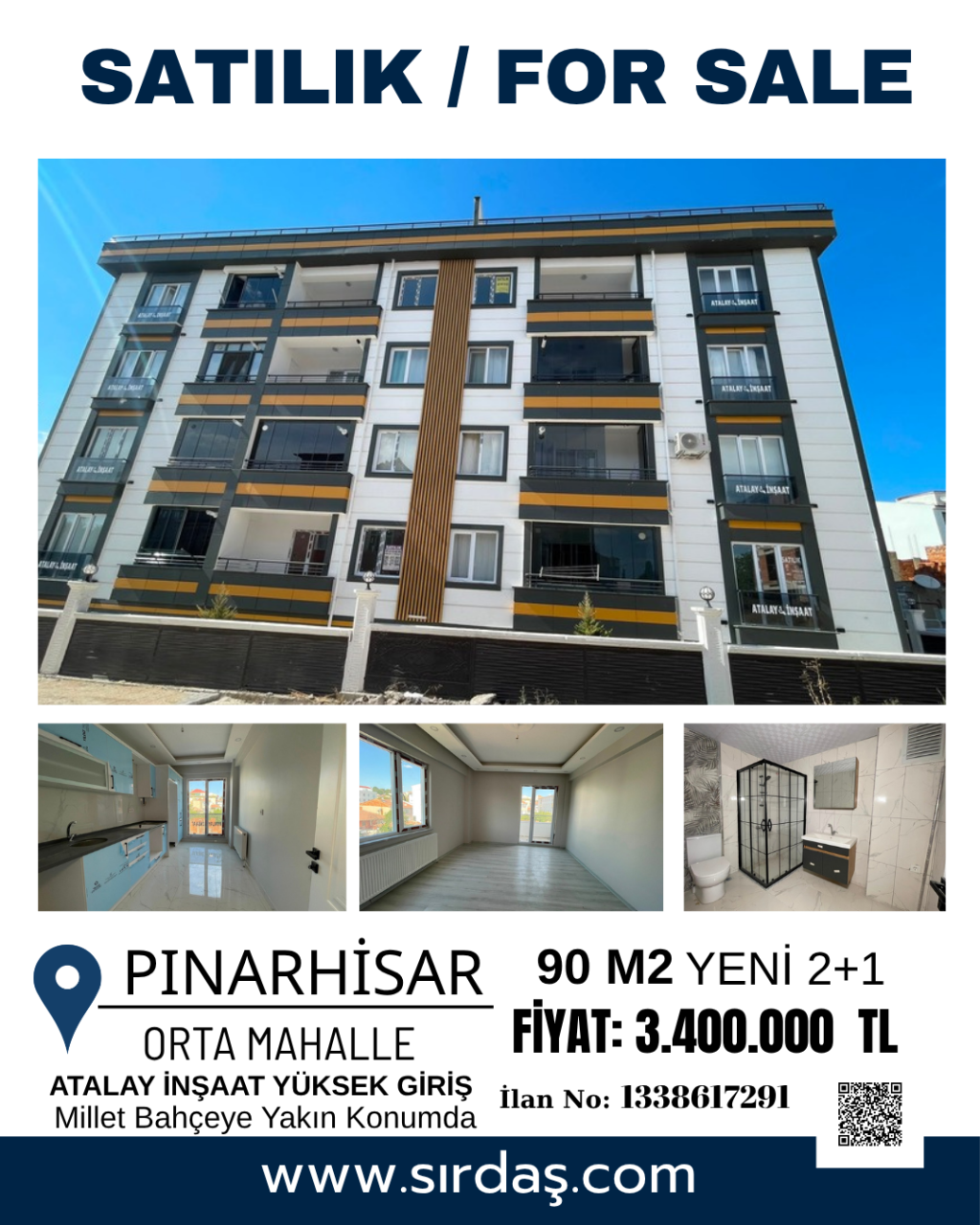 Pınarhisar'da Oturuma Hazır Kullanışlı Satılık Sıfır Daire